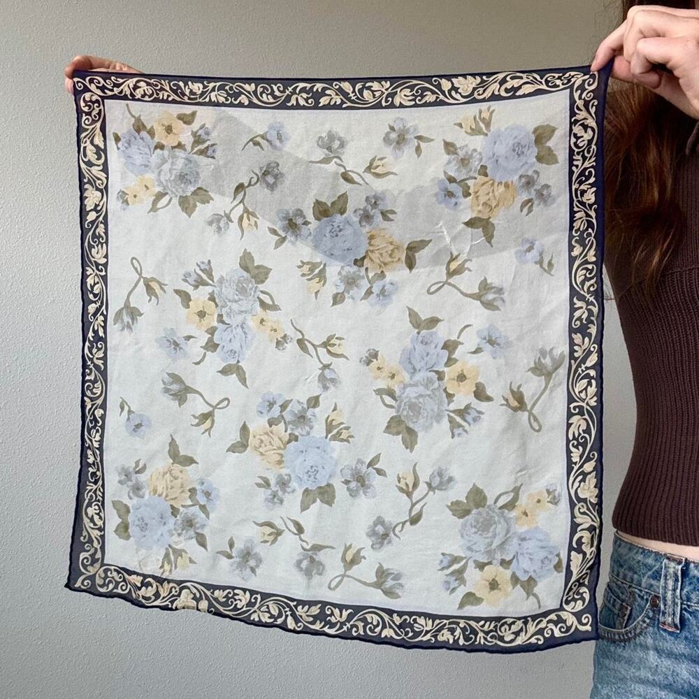 Vintage silk sheer square scarf